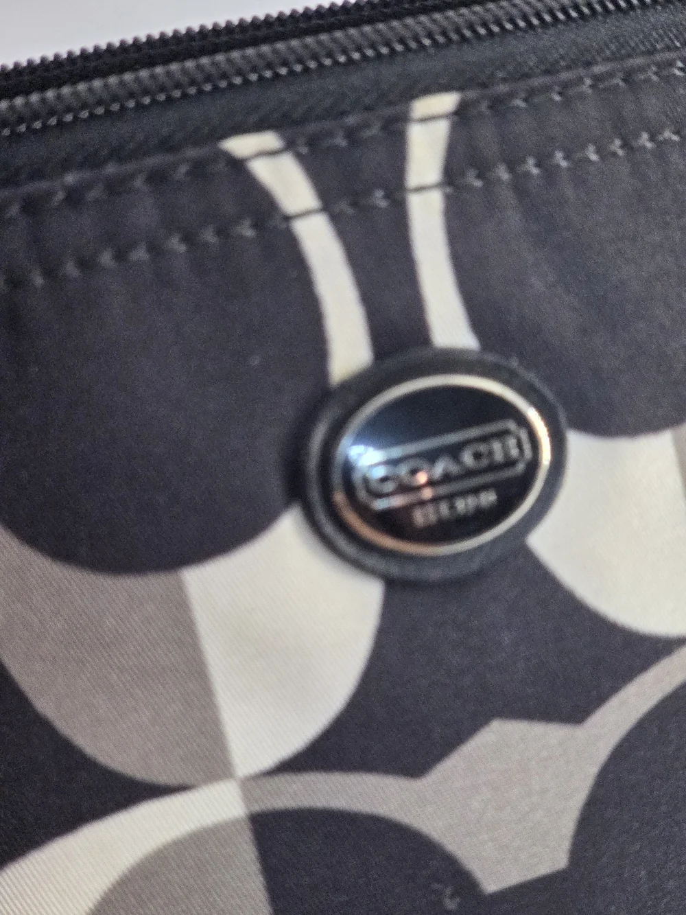 COACH Black & Gray Signature Cosmetic Pouch